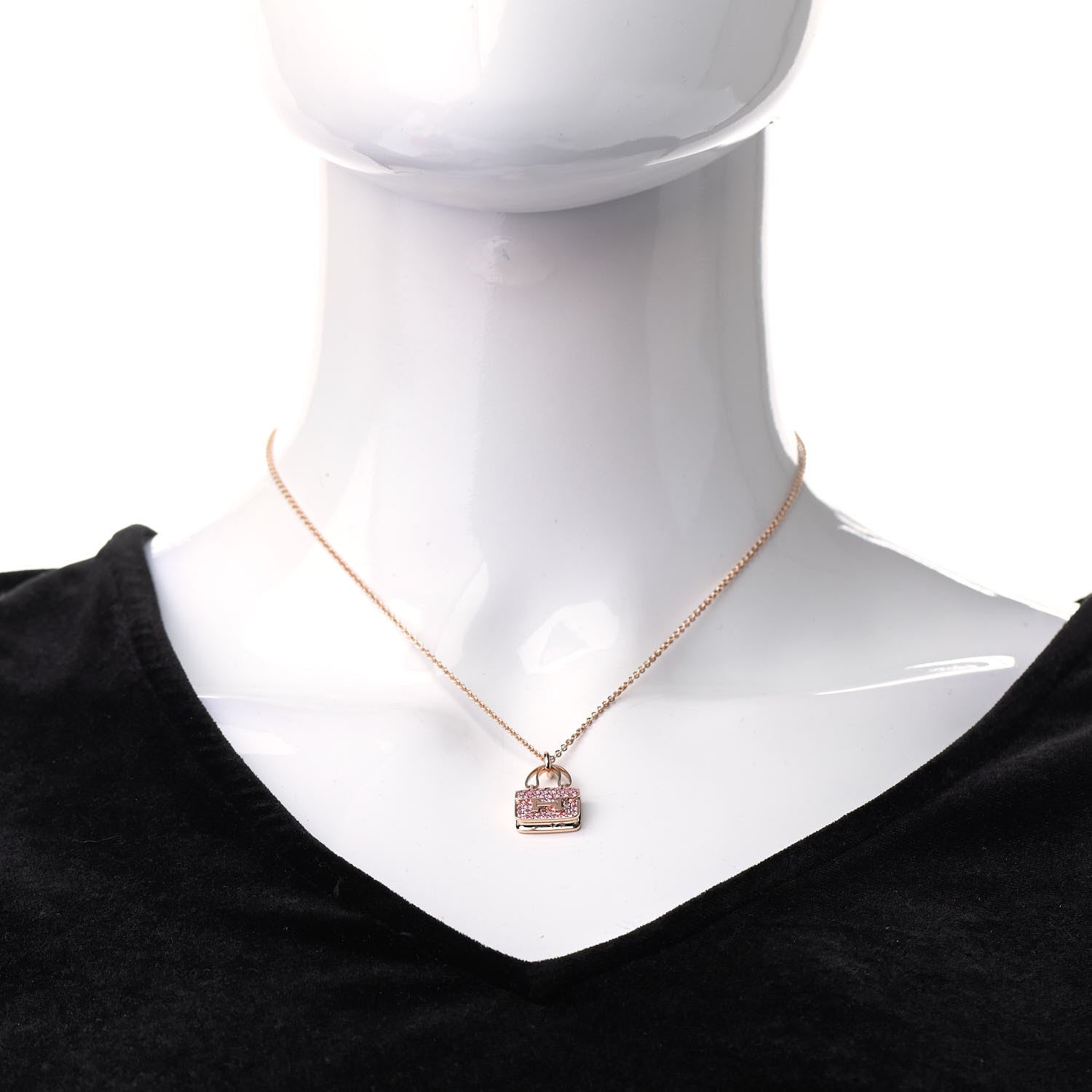 Hermes 18K Rose Gold Pink Sapphire Constance Amulettes Pendant Necklace 2 of 6