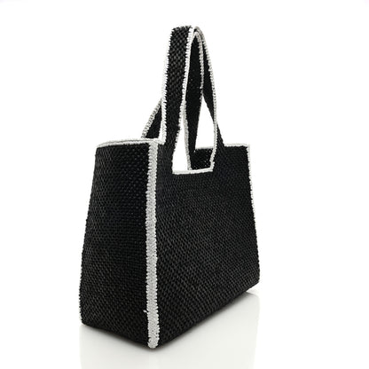 Loewe Raffia Large Paula's Ibiza Logo Tote Black White 2 of 8