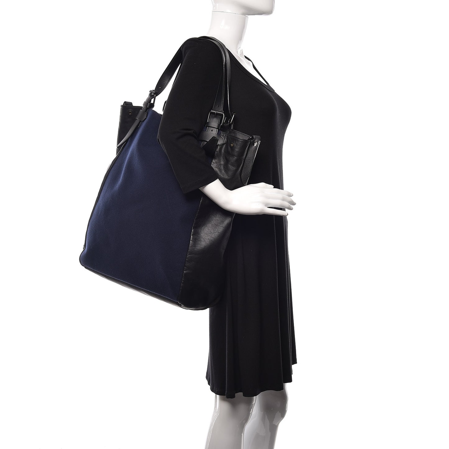 Wool Tote Navy Black