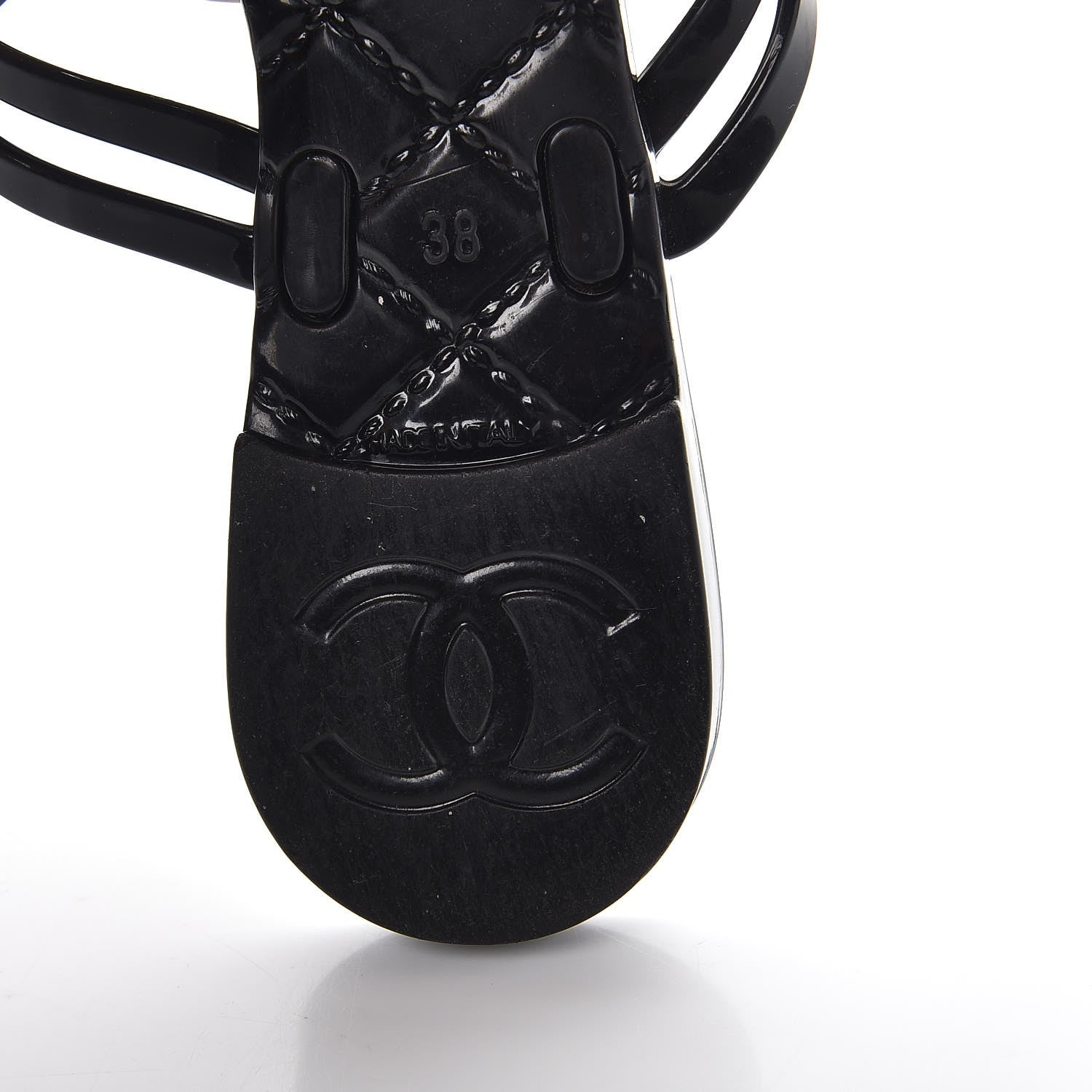 Chanel Jelly Camellia Thong Sandals 38 Black Ivory 8 of 9