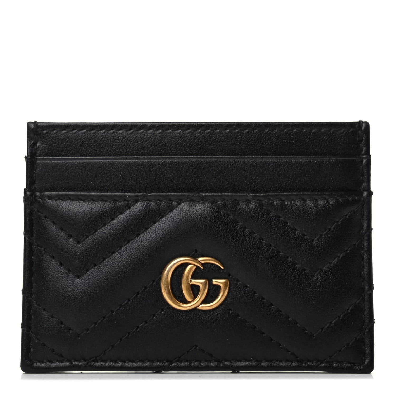 Gucci Calfskin Matelasse GG Marmont Card Holder Black 1 of 7