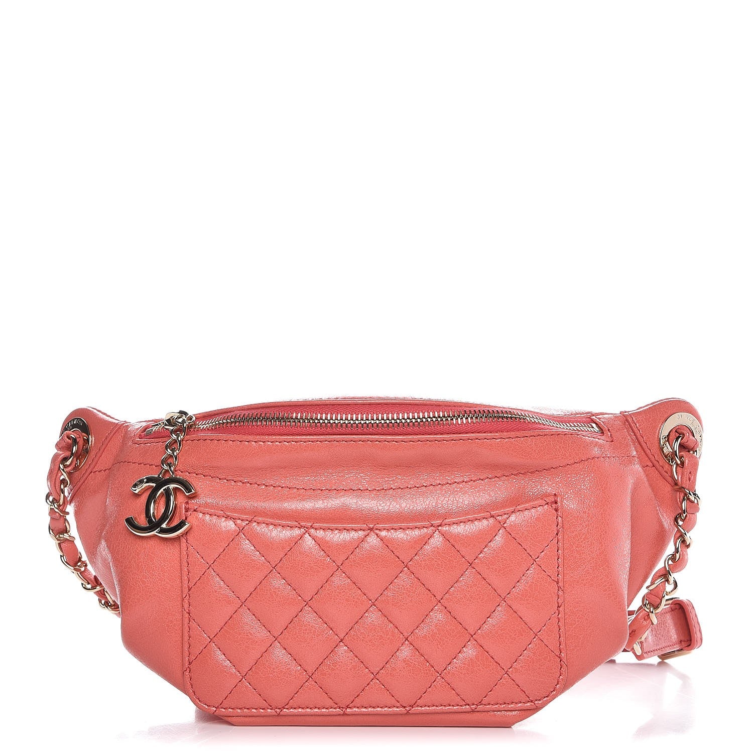 Chanel Crumpled Glazed Lambskin Quilted Waist Bag Fanny Pack Pink 1 of 7