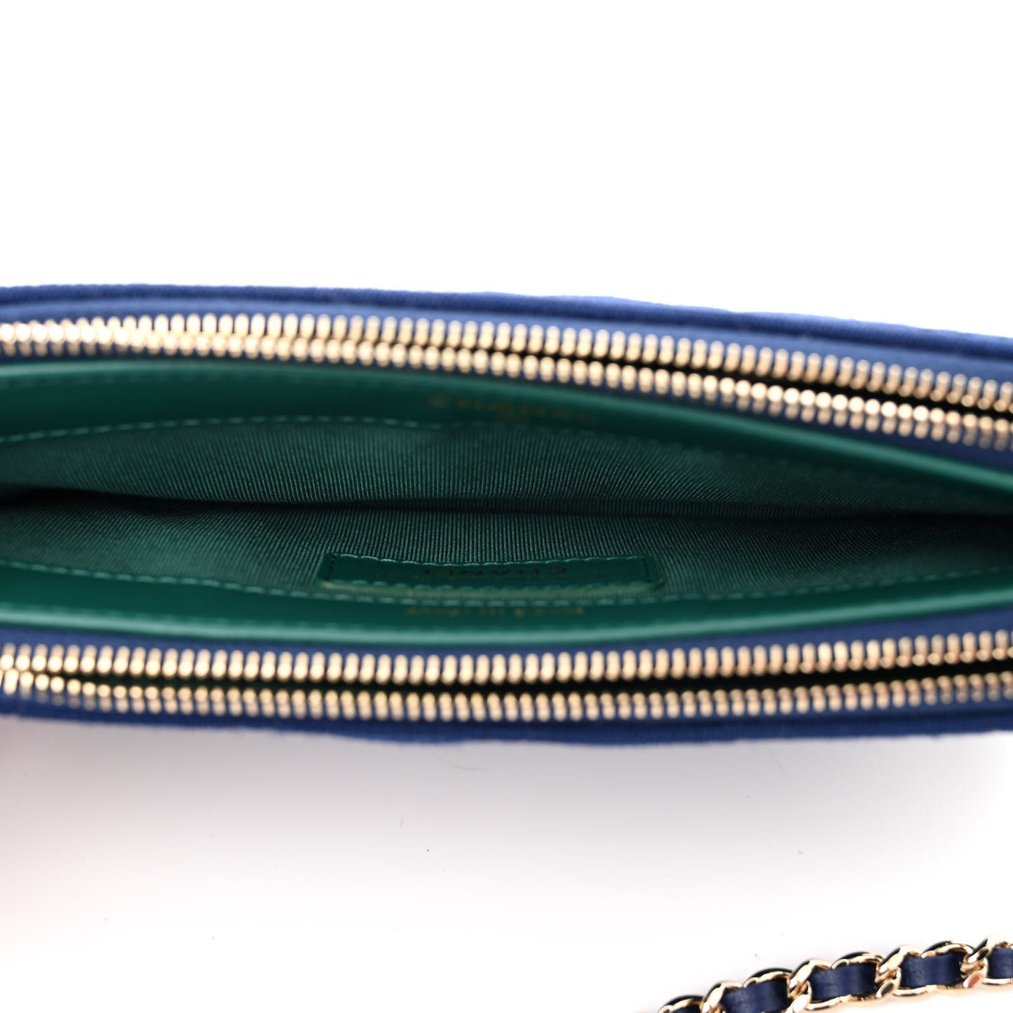 Jersey Quilted Small Clutch With Chain Navy