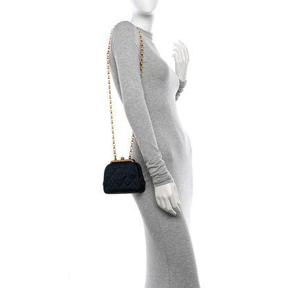 Chanel Satin Quilted CC Kisslock Clutch Blue 2 of 14