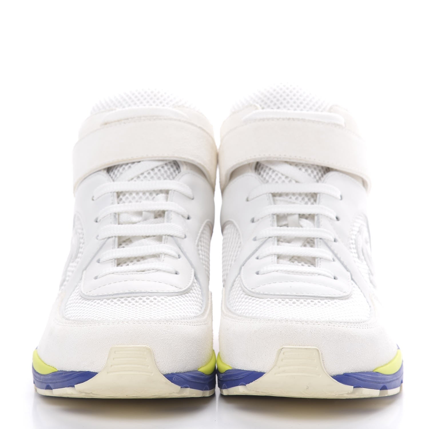 Chanel Suede Calfskin Neoprene High Top CC Sneakers 39 White Multicolor 2 of 8
