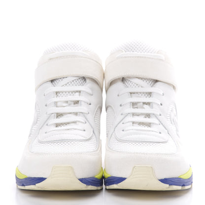 Chanel Suede Calfskin Neoprene High Top CC Sneakers 39 White Multicolor 2 of 8