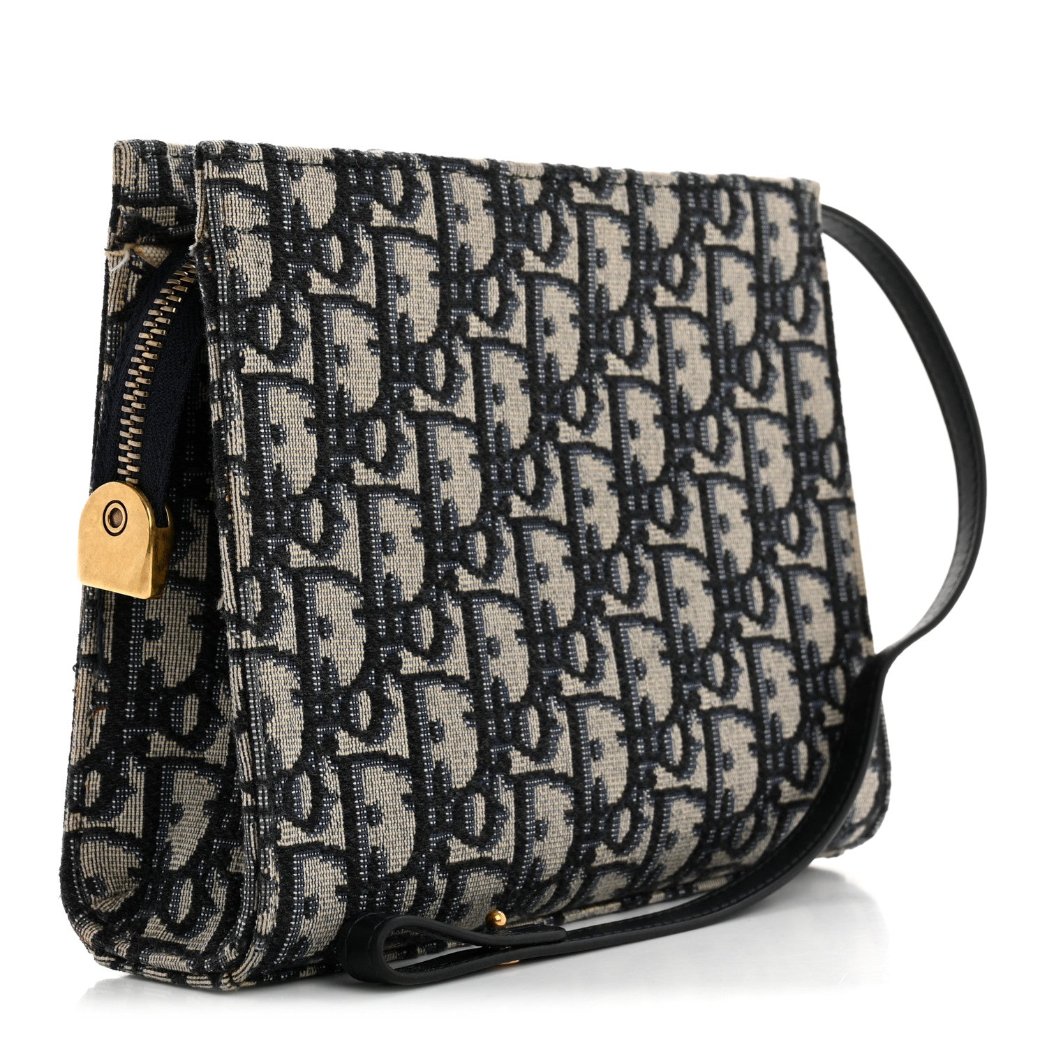 Christian Dior Oblique Zipped Pouch Clutch Blue 3 of 10