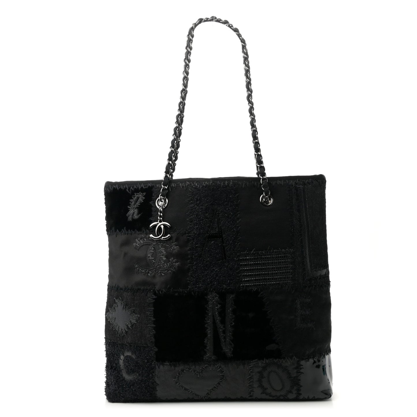 Tweed Patchwork Tote Black