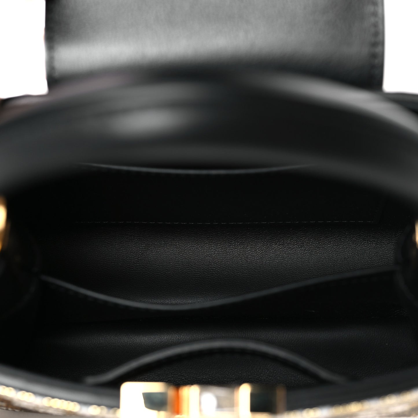 Satin Beaded Embroidered Monogram Calfskin Capucines Mini Gold Black