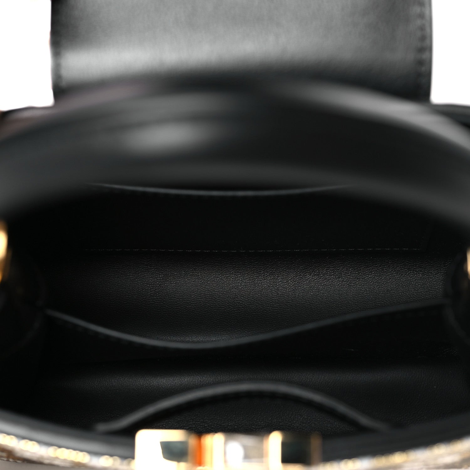 Louis Vuitton Satin Beaded Embroidered Monogram Calfskin Capucines Mini Gold Black 4 of 7
