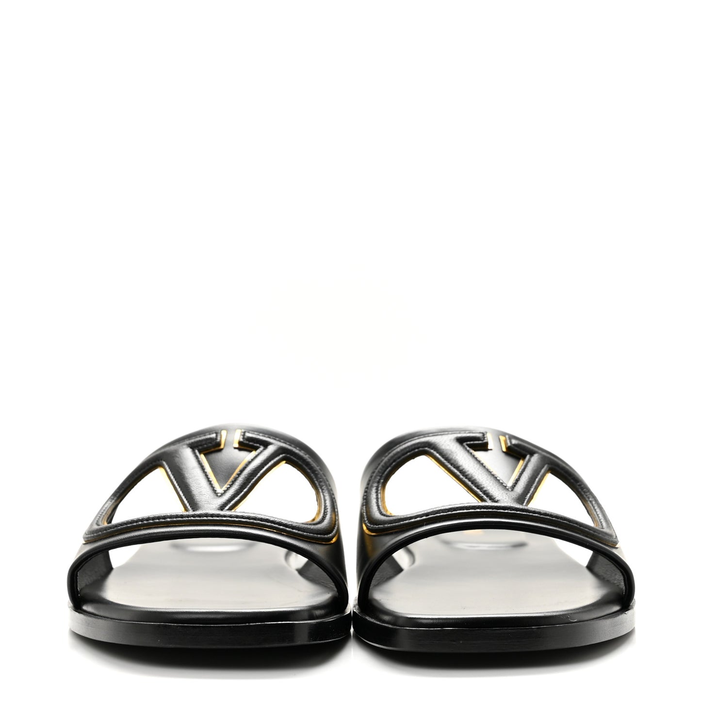 Nappa Vlogo Flat Slide Sandals 37 Black