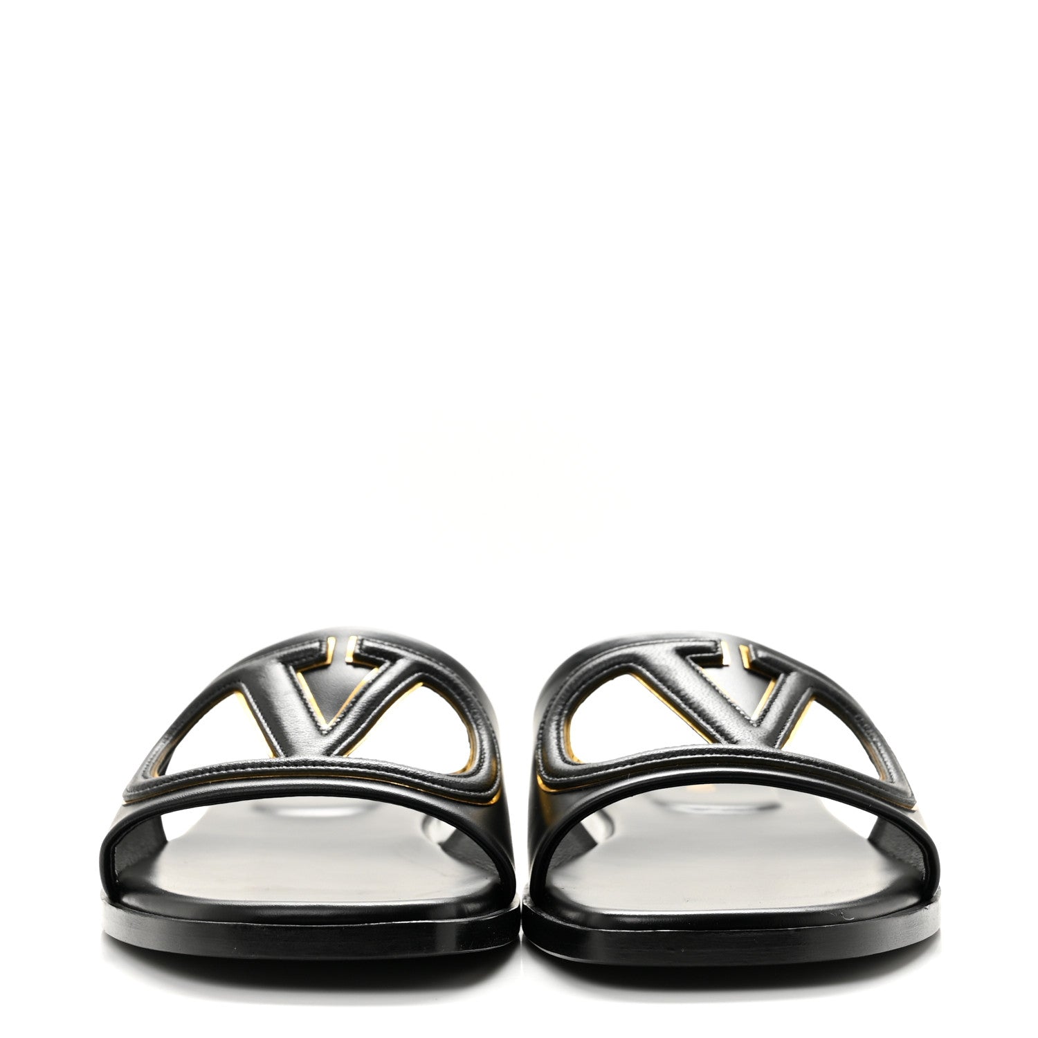 Valentino Garavani Nappa Vlogo Flat Slide Sandals 37 Black 3 of 10