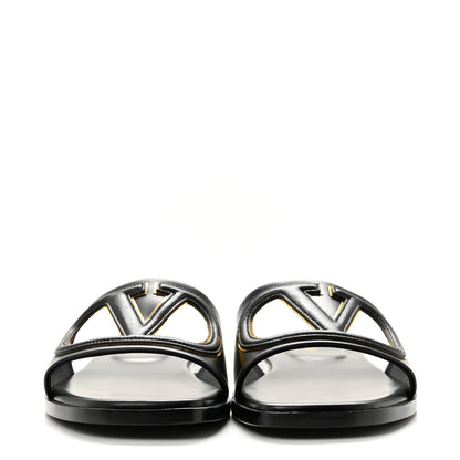 Valentino Garavani Nappa Vlogo Flat Slide Sandals 37 Black 3 of 10