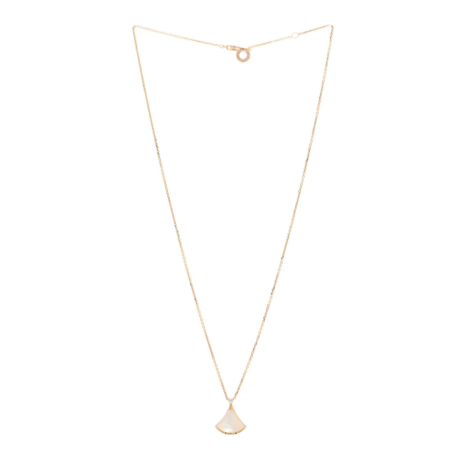 Bulgari 18K Rose Gold Diamond Mother of Pearl Small Divas' Dream Pendant Necklace 3 of 4