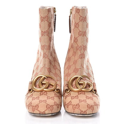 Gucci Monogram Malaga Kid GG Victoire 55mm Ankle Boots 36 Beige Ruggine Rust 3 of 16
