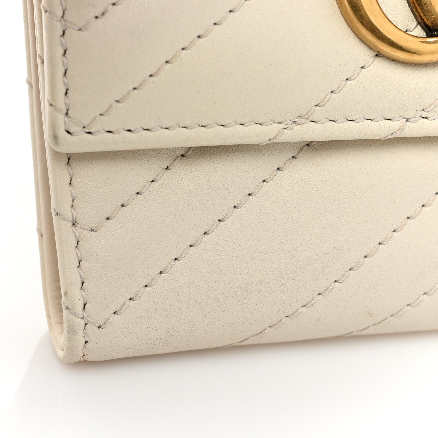 Gucci Calfskin Matelasse GG Marmont Wallet Mystic White 13 of 14