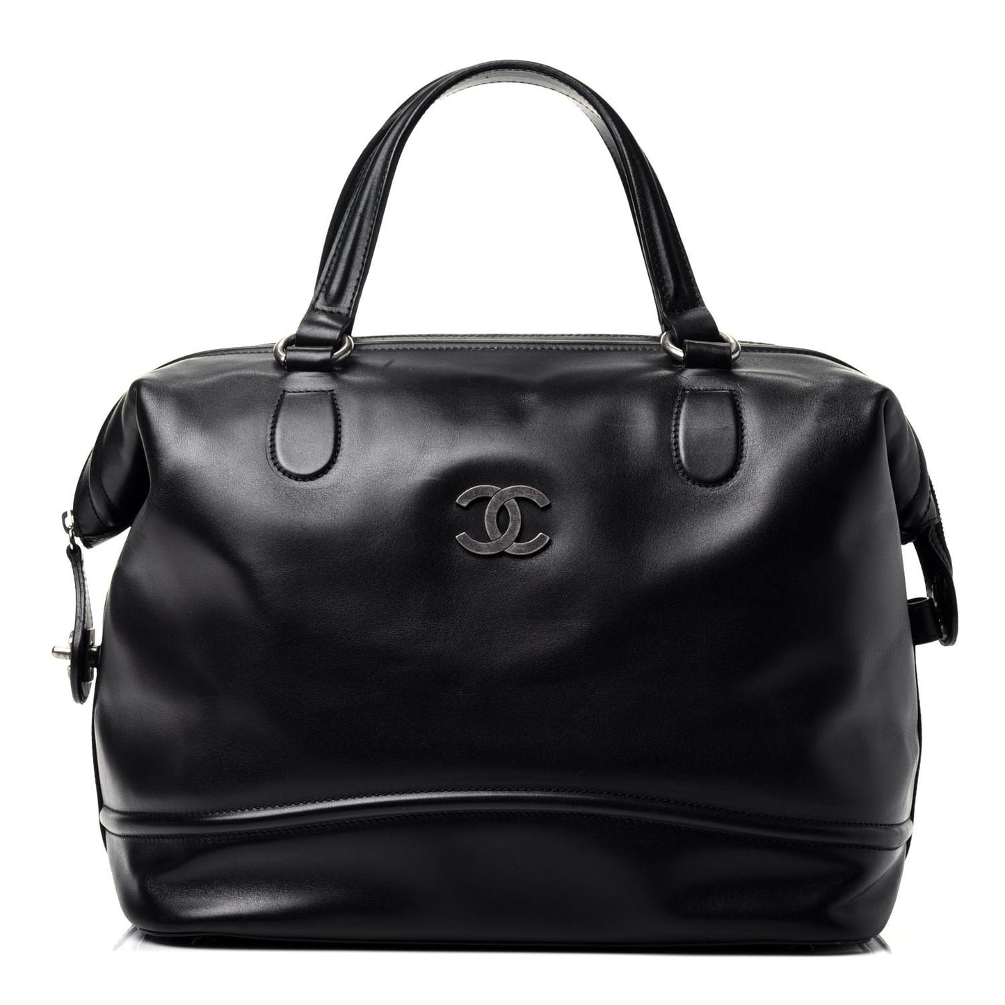 Smooth Calfskin Country Ride Bowler Tote Black