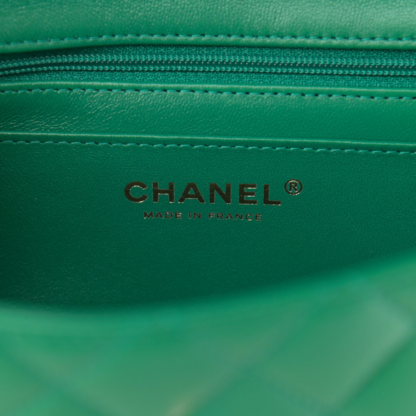 Lambskin Quilted Mini Top Handle Rectangular Flap Green