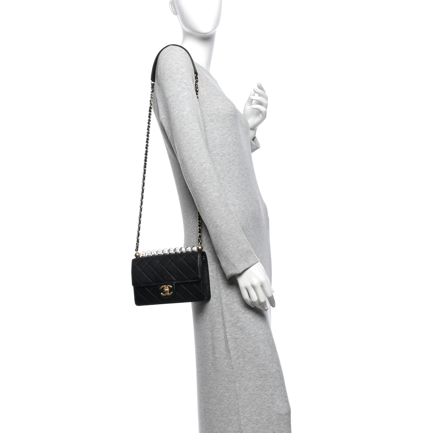Chanel Goatskin Quilted Logo Small Chic Flap Black 2 of 10