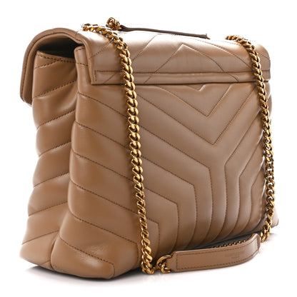 Saint Laurent Calfskin Y Quilted Monogram Medium Loulou Chain Satchel Natural Tan 3 of 12