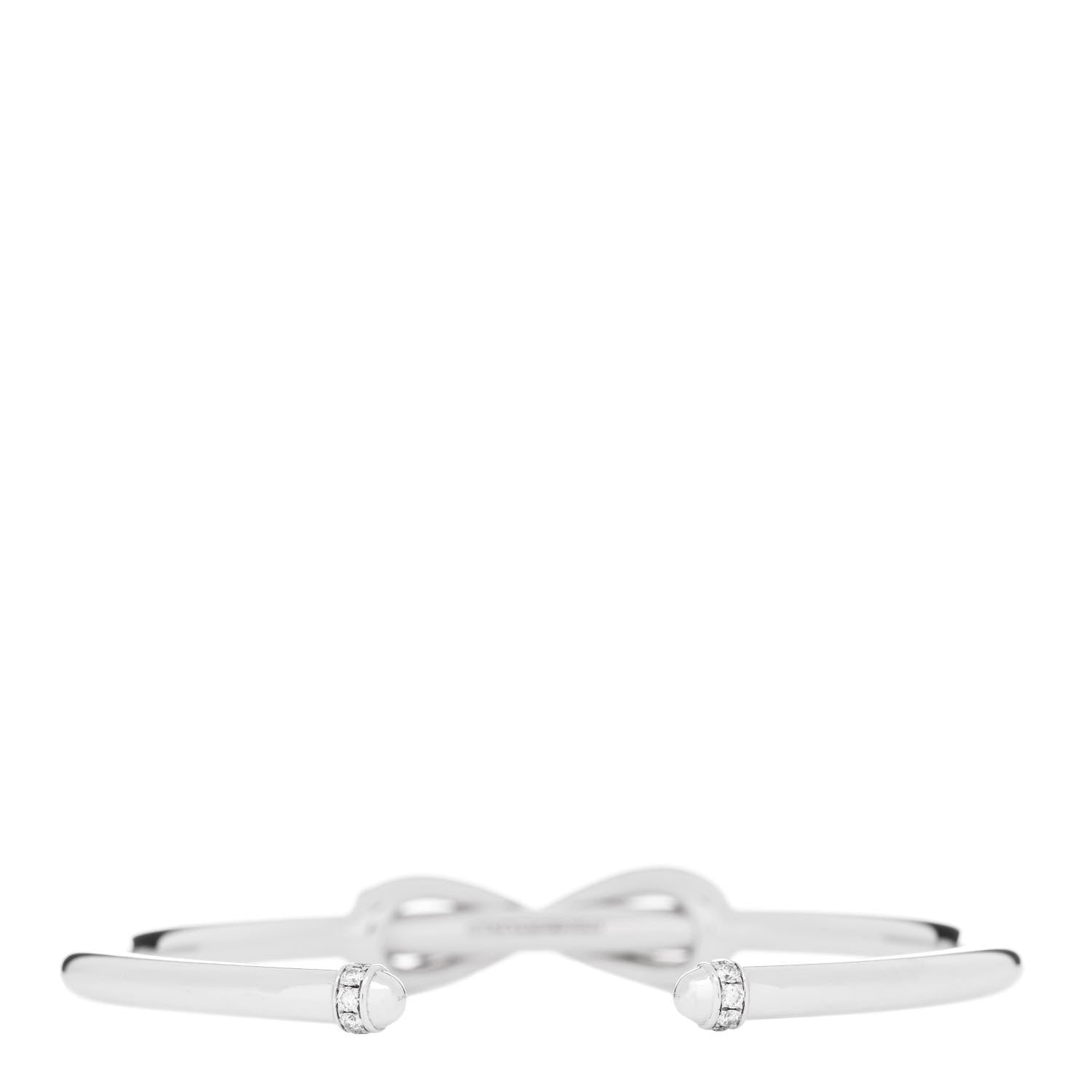 Tiffany 18K White Gold Diamond Infinity Cuff Bracelet 2 of 3