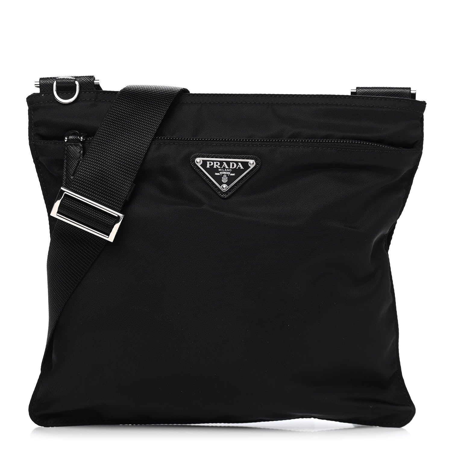 Prada Nylon Flat Messenger Bag Black 1 of 8