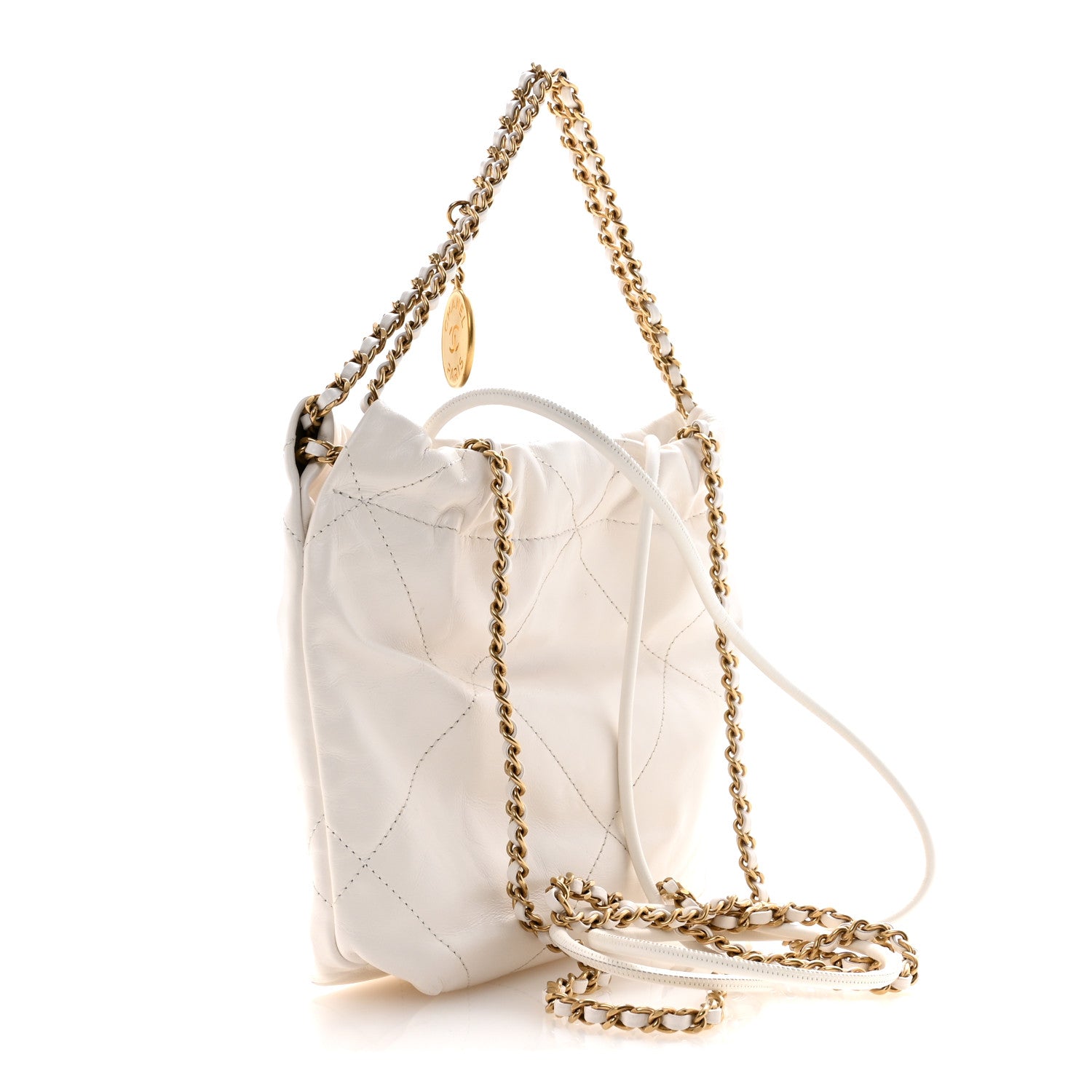 Chanel Shiny Calfskin Quilted Mini Chanel 22 White 3 of 11