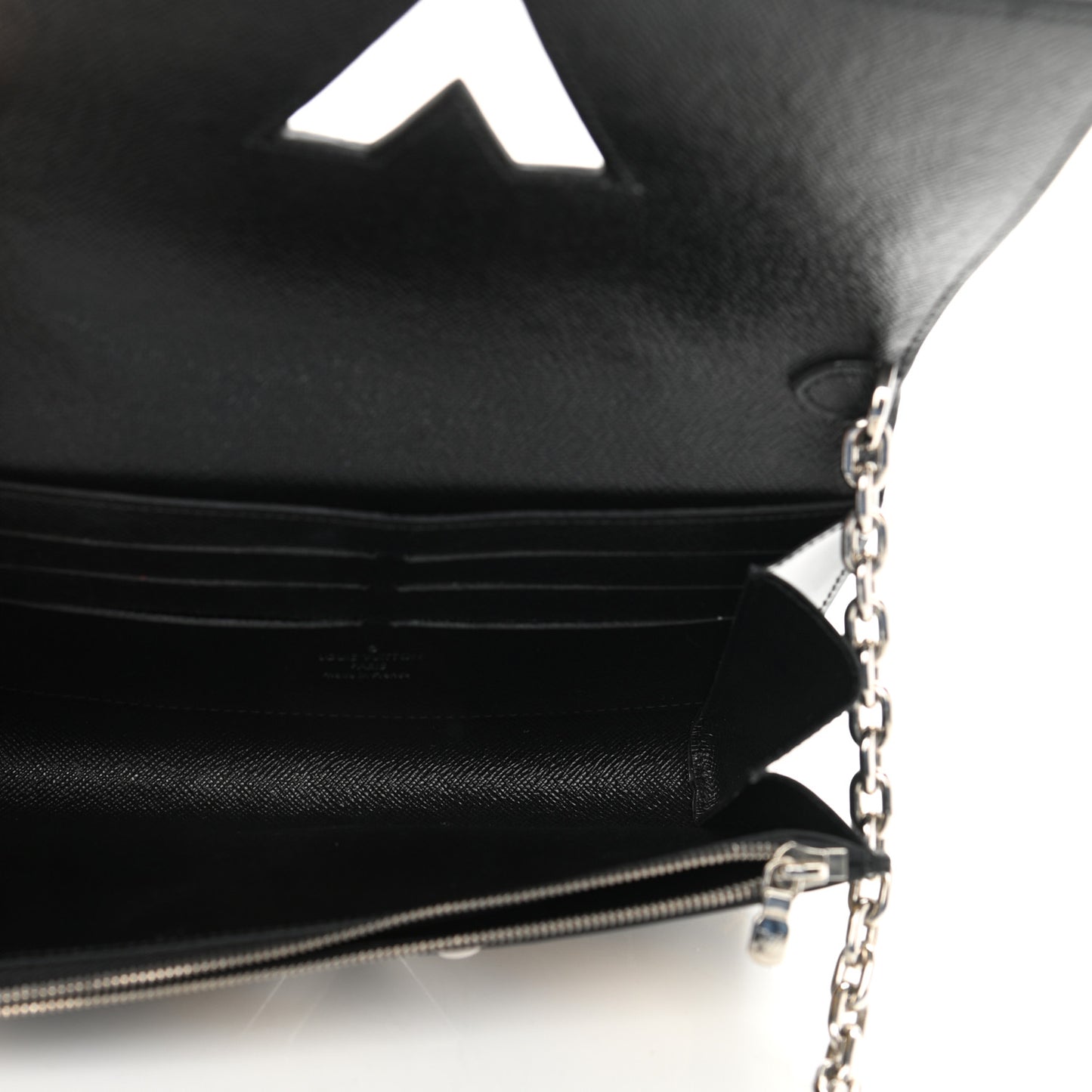 Epi Chain Flower Print Twist Chain Wallet Black