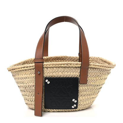 Loewe X MY NEIGHBOR TOTORO Raffia Small Dust Bunnies Basket Tote Bag Black Tan 1 of 10