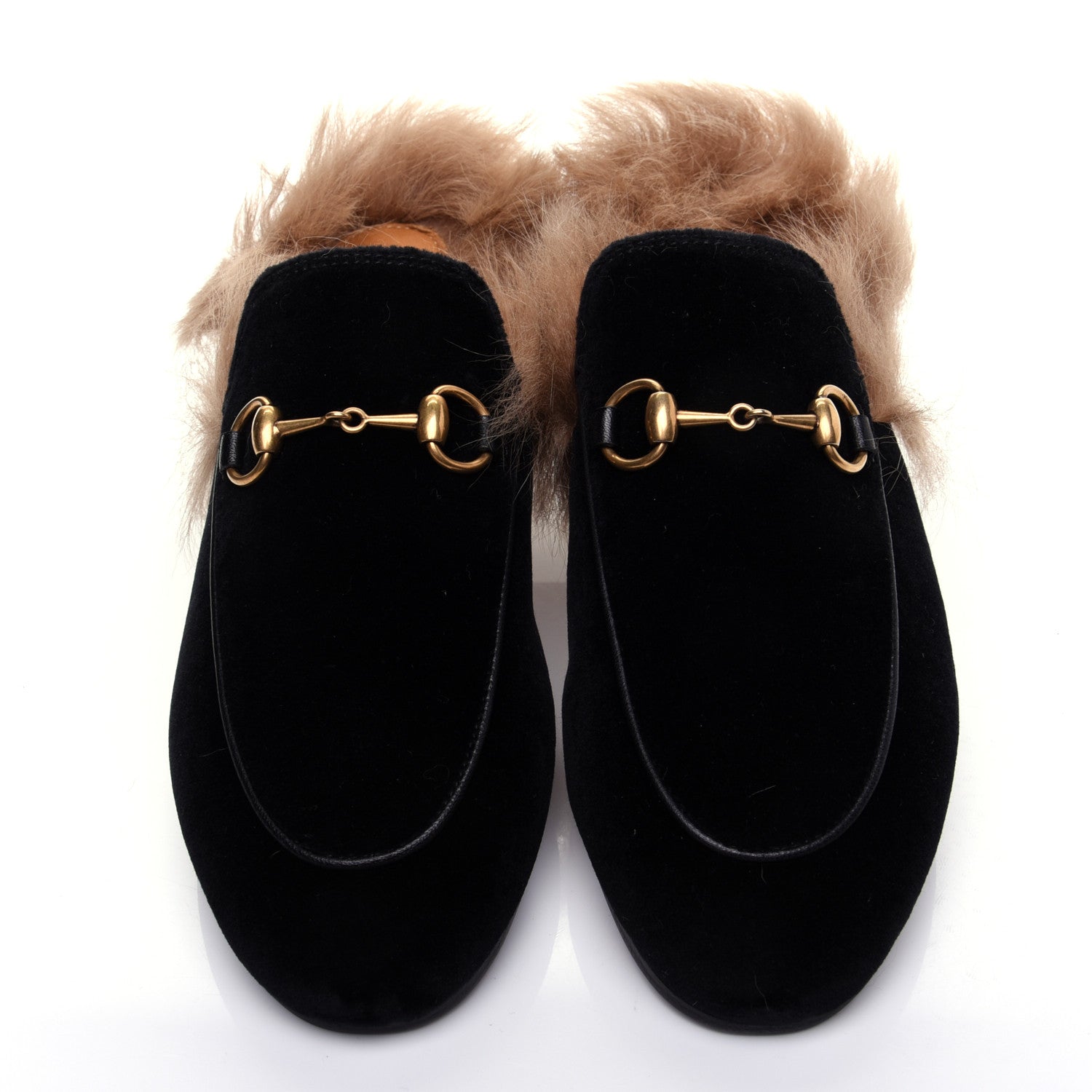 Gucci Velvet Fur Womens Princetown Slippers 35.5 Black 7 of 10