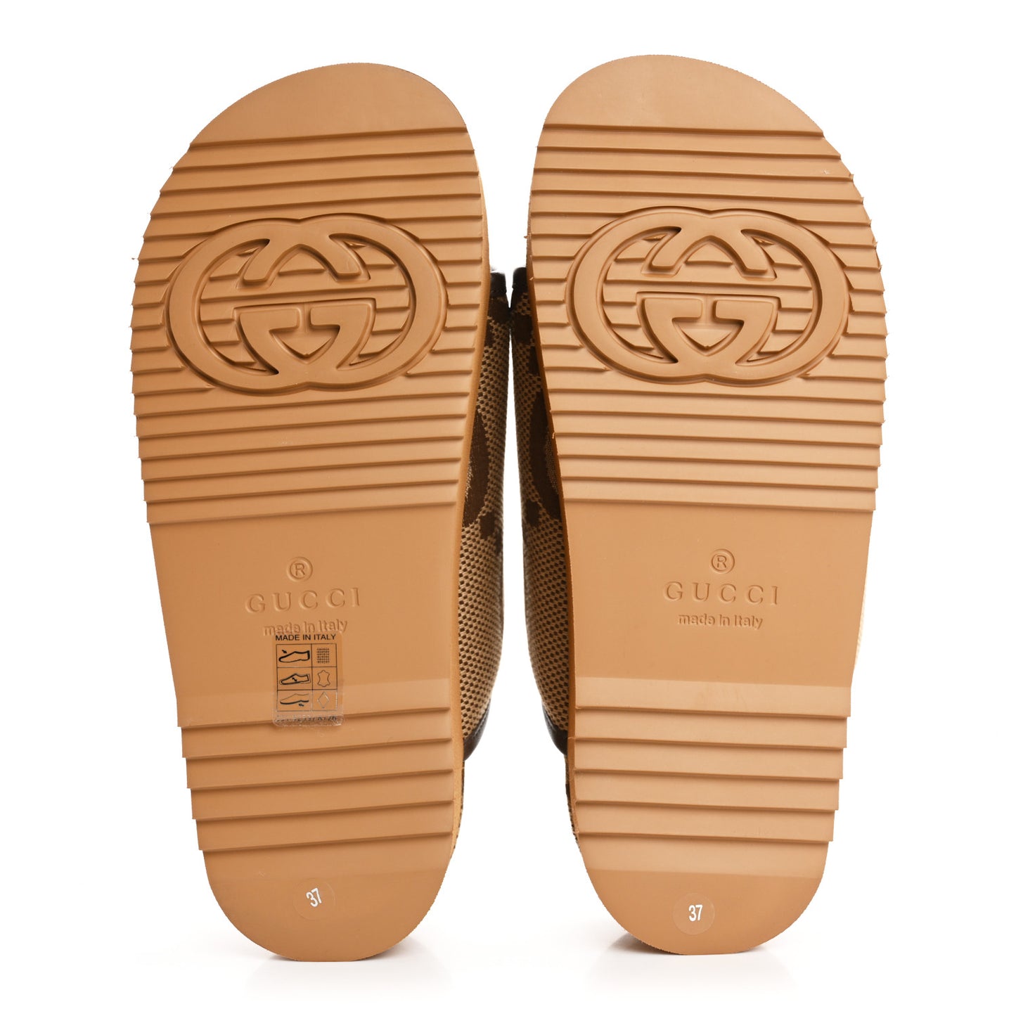 Monogram Jumbo GG Nappa Samoa Platform 40mm Slide Sandals 37 Camel Ebony New Acero
