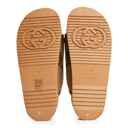 Gucci Monogram Jumbo GG Nappa Samoa Platform 40mm Slide Sandals 37 Camel Ebony New Acero 6 of 10