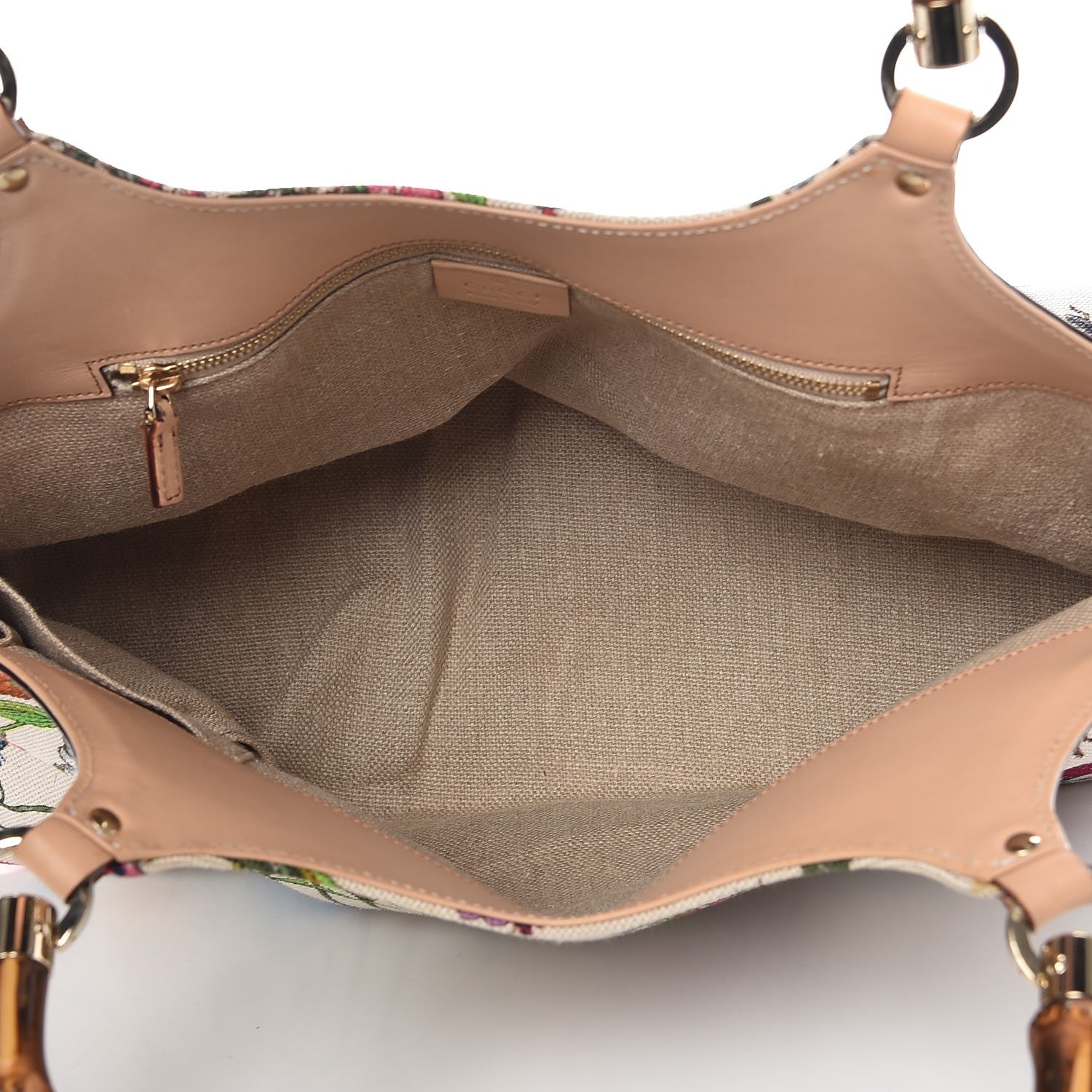 Gucci Canvas Floral Flora Bamboo Handle Bag 5 of 9