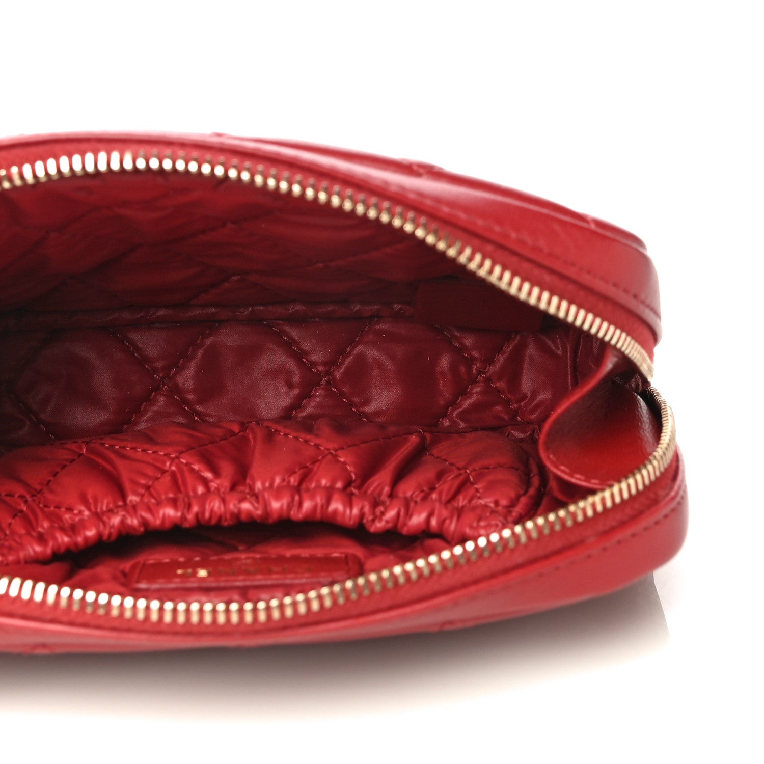 Chanel Lambskin Quilted Small Curvy Pouch Cosmetic Case Red 5 of 10