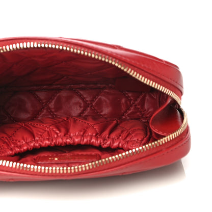 Chanel Lambskin Quilted Small Curvy Pouch Cosmetic Case Red 5 of 10