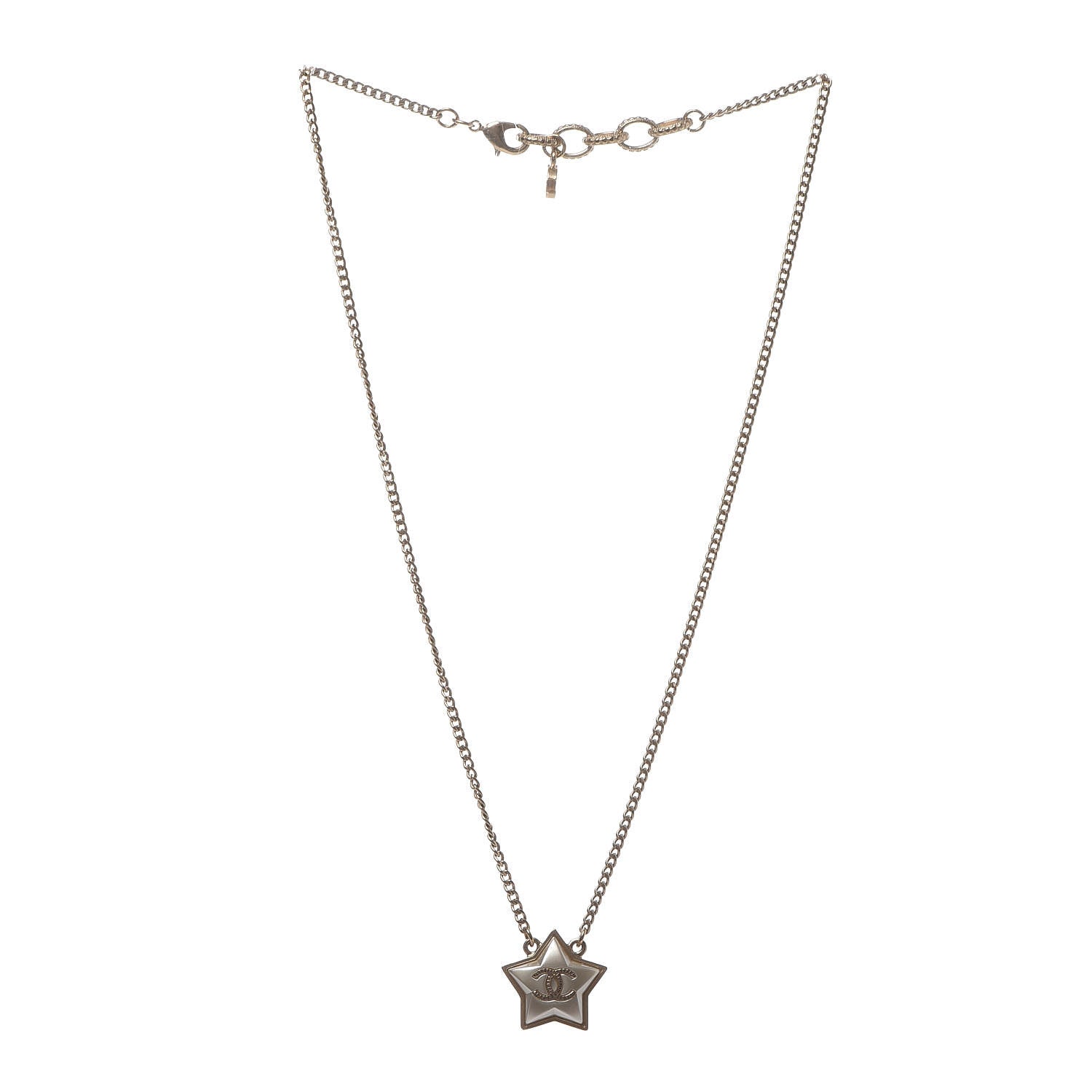 Chanel Metal Resin Star CC Necklace Silver Gold 3 of 5