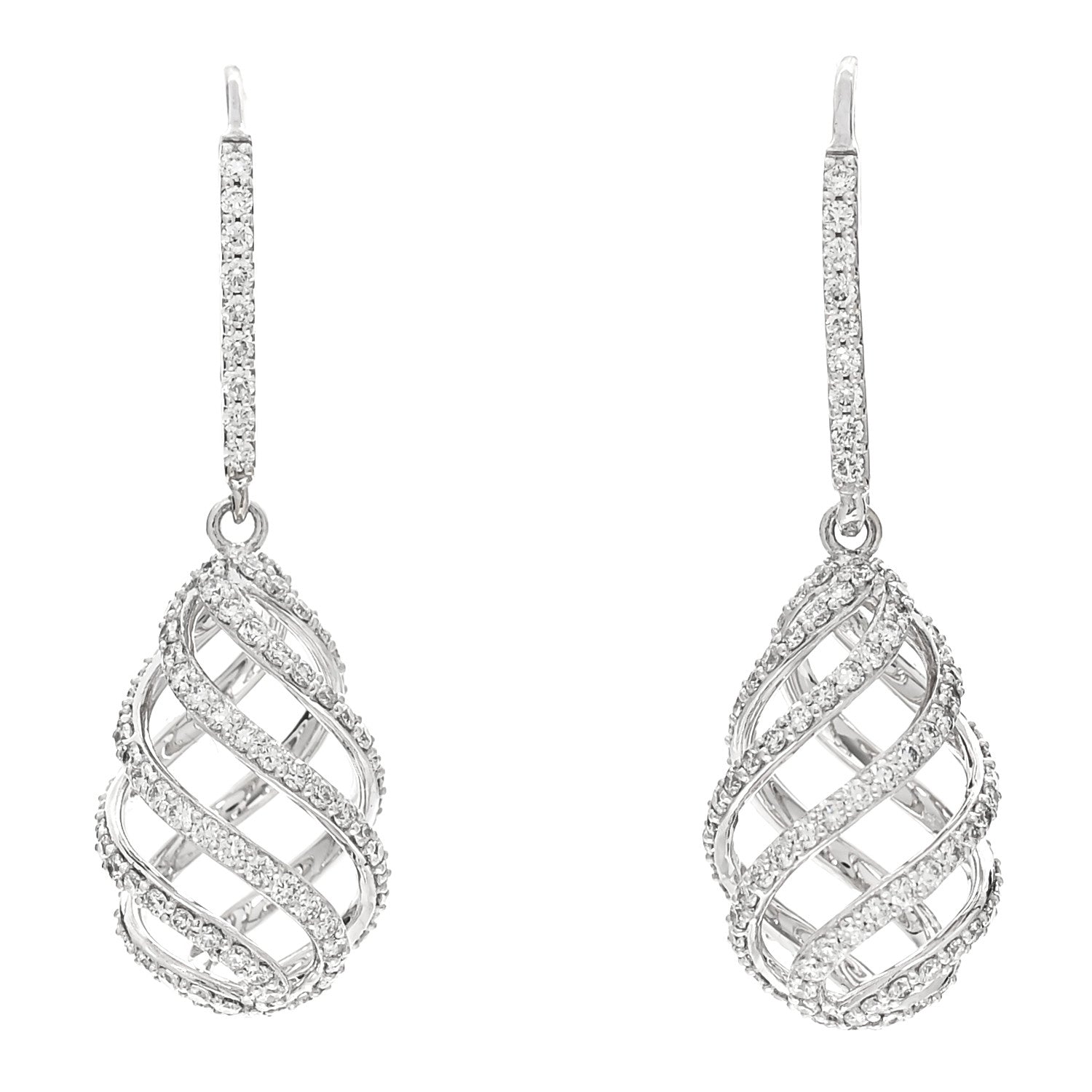 Tiffany 18K White Gold Diamond Paloma Picasso Venezia Luce Drop Earrings 1 of 6
