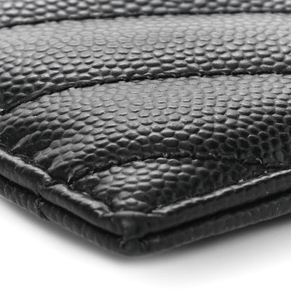 Saint Laurent Grain De Poudre Matelasse Chevron Monogram Credit Card Case Black 8 of 11