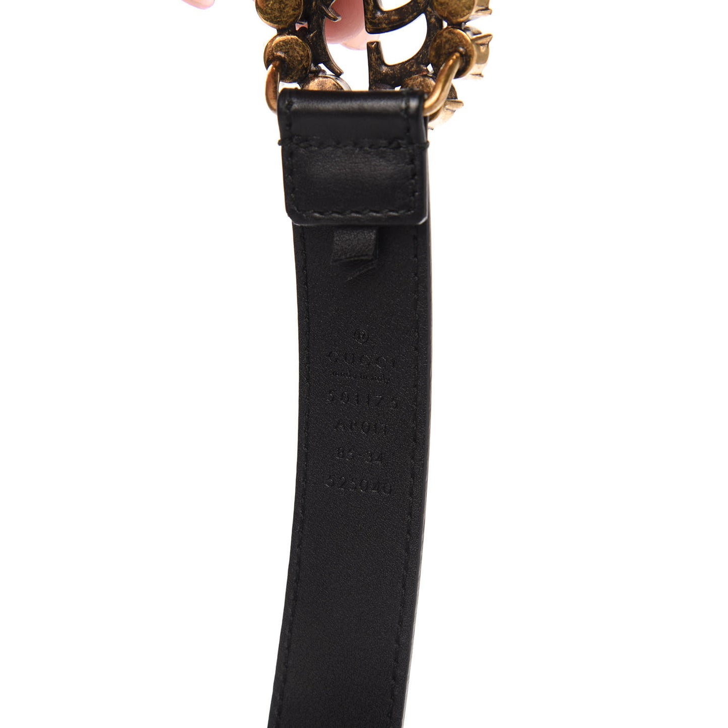 Calfskin Crystal Double G 30mm Belt 85 34 Black