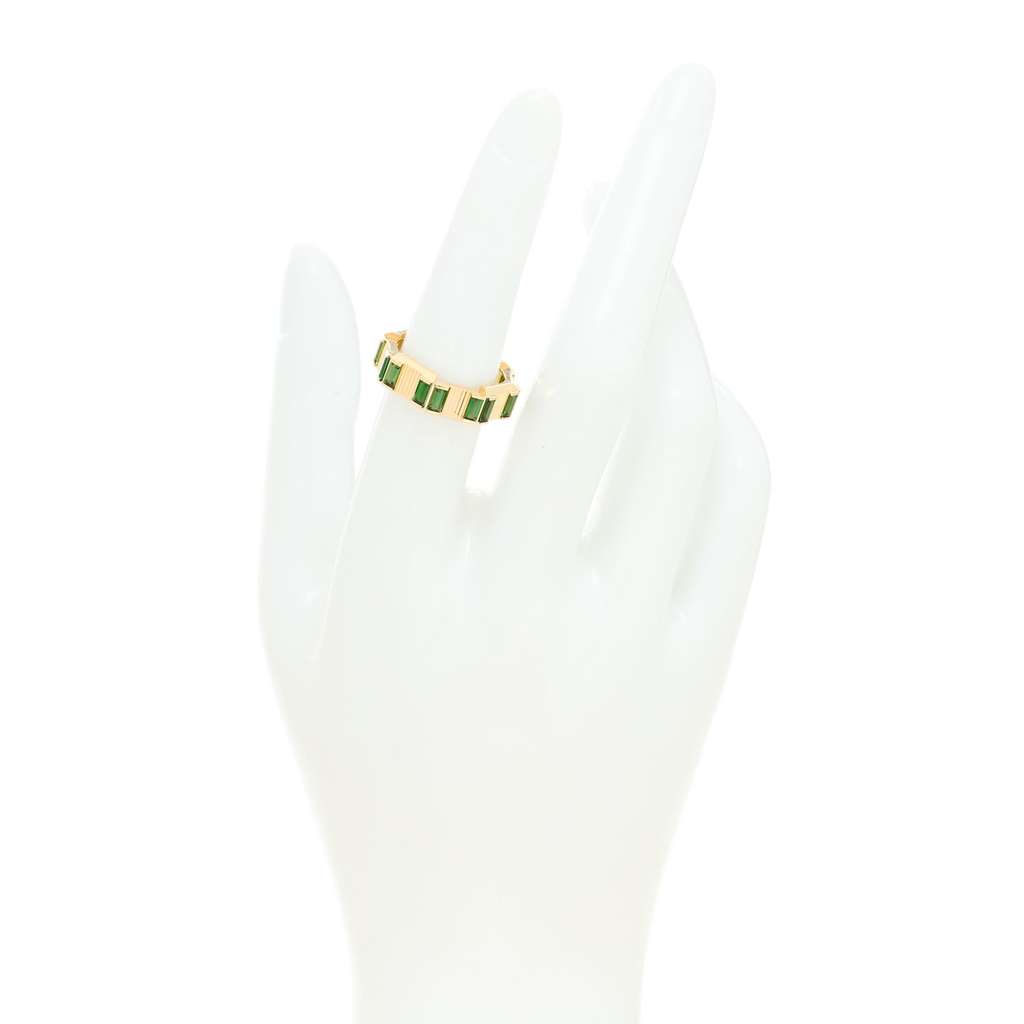18K Yellow Gold Green Tourmaline 6mm Link to Love Ring 54 6.75