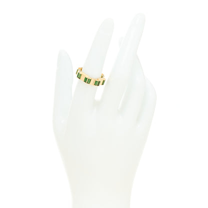 Gucci 18K Yellow Gold Green Tourmaline 6mm Link to Love Ring 54 6.75 2 of 7
