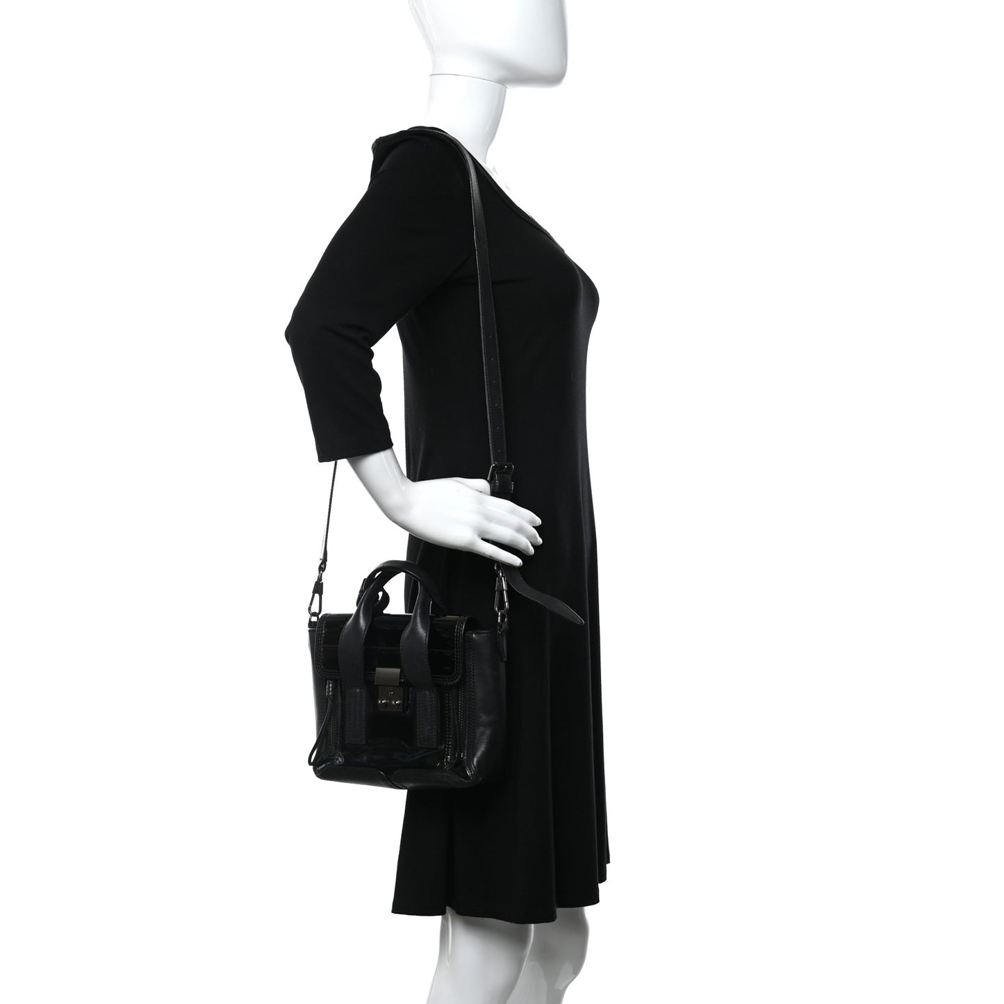 Oil Slick Patent Mini Pashli Satchel Black