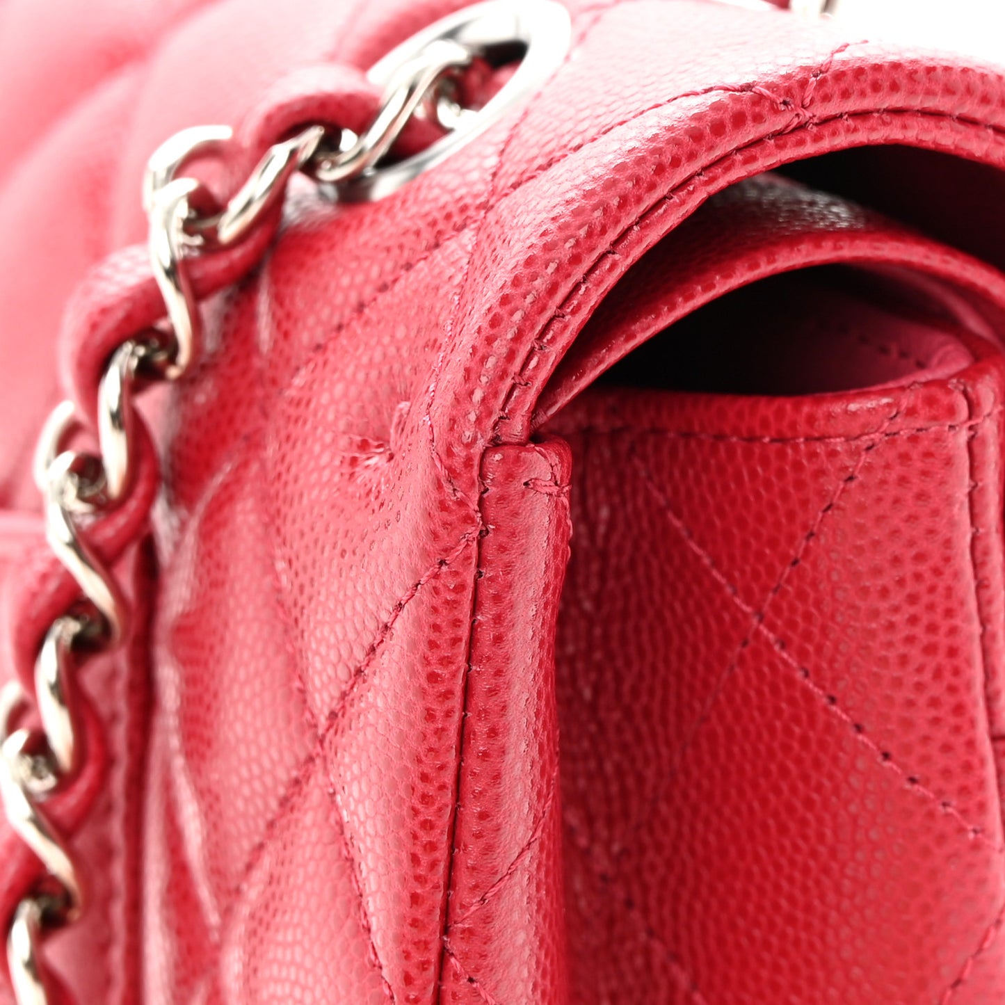 Caviar Quilted Medium Double Flap Dark Red