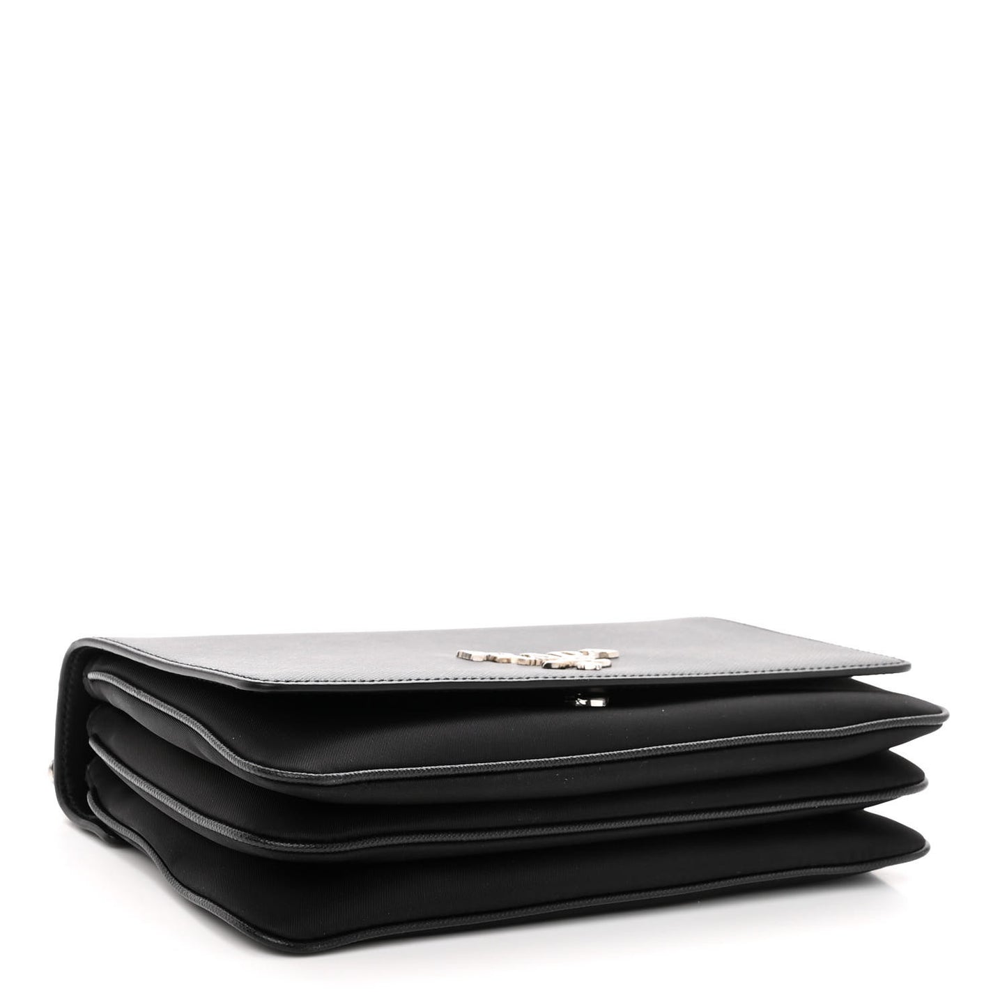 Saffiano Tessuto Nylon Chain Shoulder Bag Black