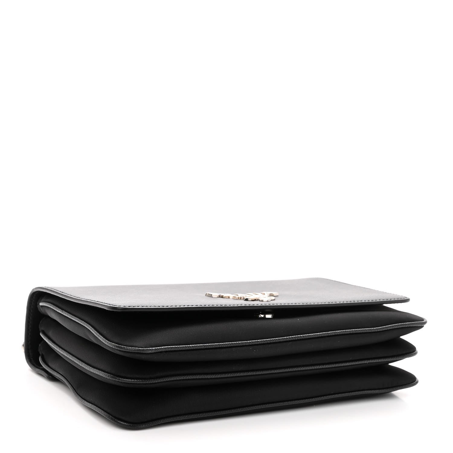 Prada Saffiano Tessuto Nylon Chain Shoulder Bag Black 4 of 11