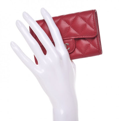 Chanel Caviar Quilted Card Holder Dark Pink 2 of 7