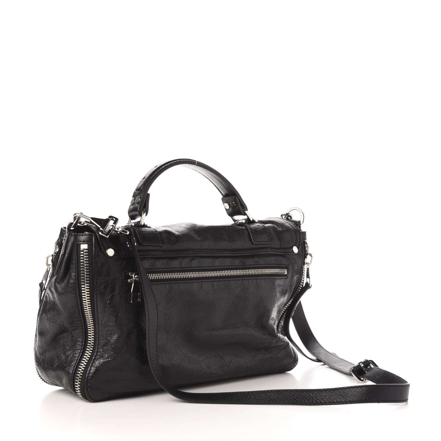 Proenza Schouler Lambskin Medium PS1 Plus Zip Satchel Black 3 of 12