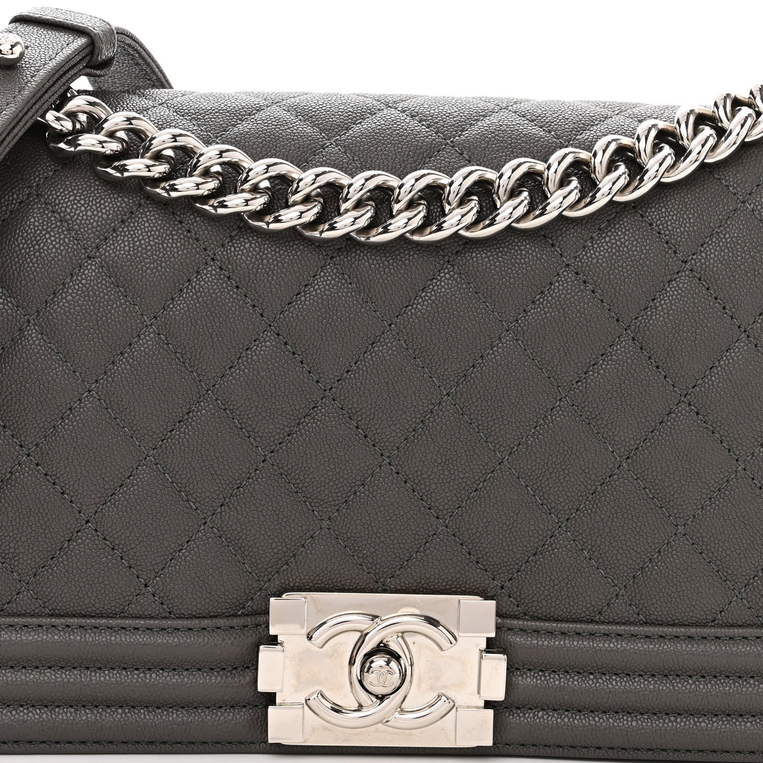 Chanel Caviar Quilted Medium Boy Flap Grey 8 of 11