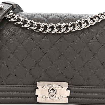 Chanel Caviar Quilted Medium Boy Flap Grey 8 of 11