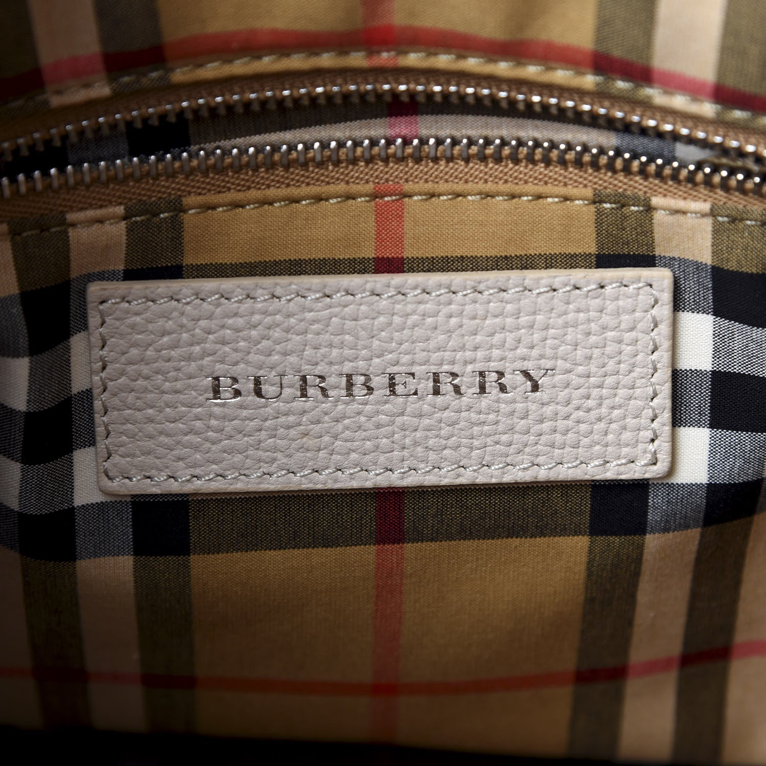 Burberry Derby Calfskin House Check Small Banner Tote Limestone 7 of 8
